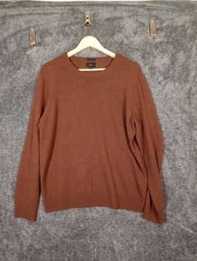 J. Crew Men's Rust Brown Crewneck Sweater Cashmere Italian Yarn Preppy Mens L